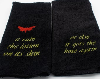 Embroidered Silence of the Lambs Hand Towel Set - Two Pieces - Buffalo Bill - it rubs the lotion