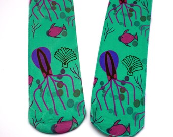 Printed Patterned Socks - Underwater Creatures