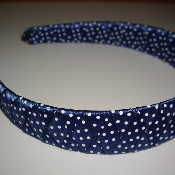 Navy Blue and White Polka Dot Headband