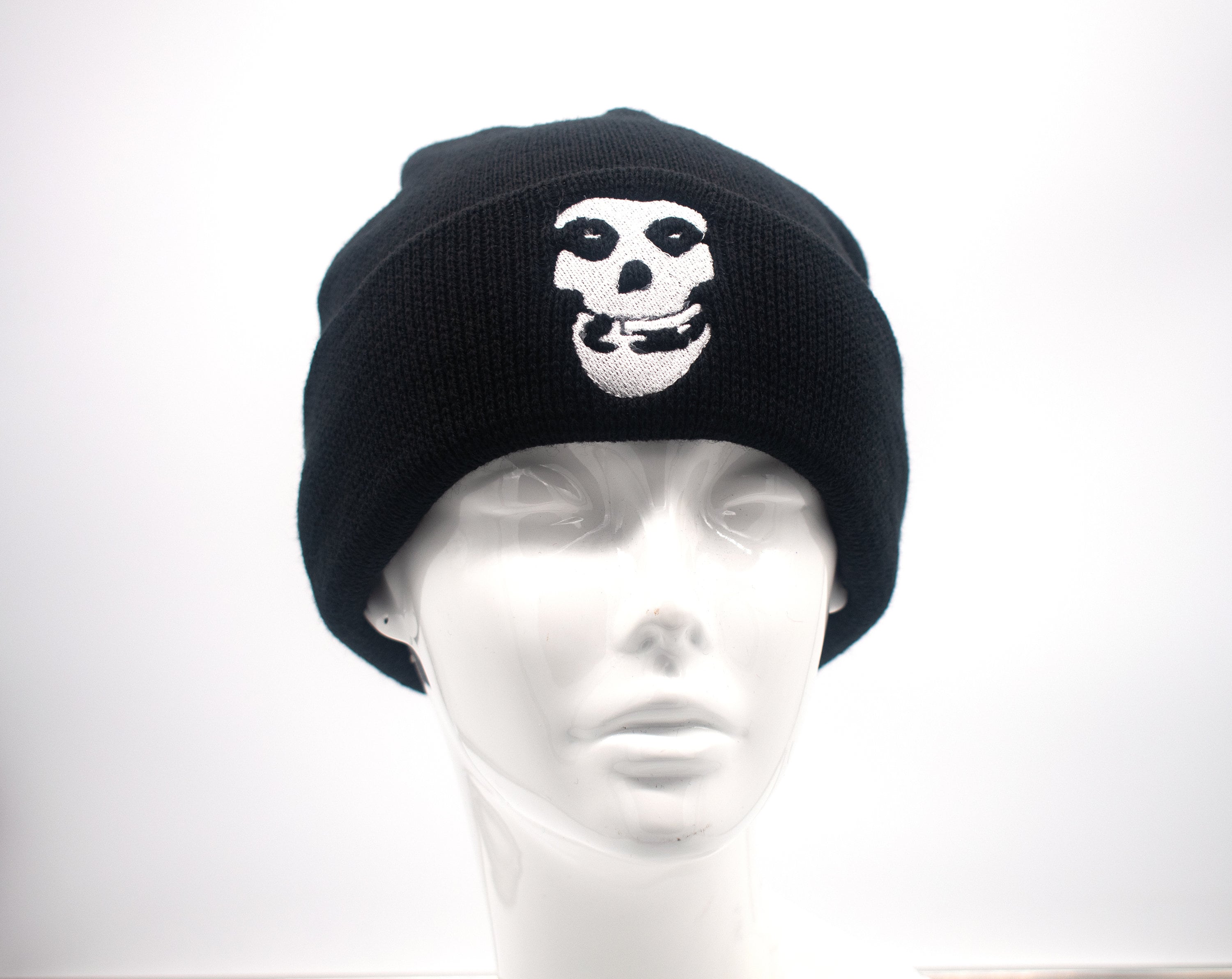 Gravity Threads Sugar Skull Patch Cuffed Beanie - Embroidered Skull Hat, One Size Fits Most