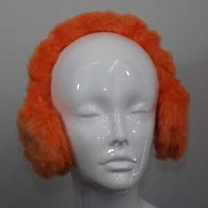 Adjustable Earmuffs, Ear Warmers - Orange Faux Fur