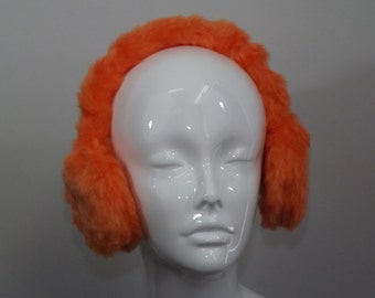 Adjustable Earmuffs, Ear Warmers - Orange Faux Fur