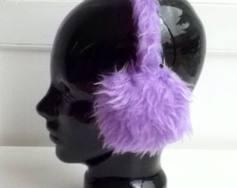 Adjustable Earmuffs, Ear Warmers - Light Purple Faux Fur
