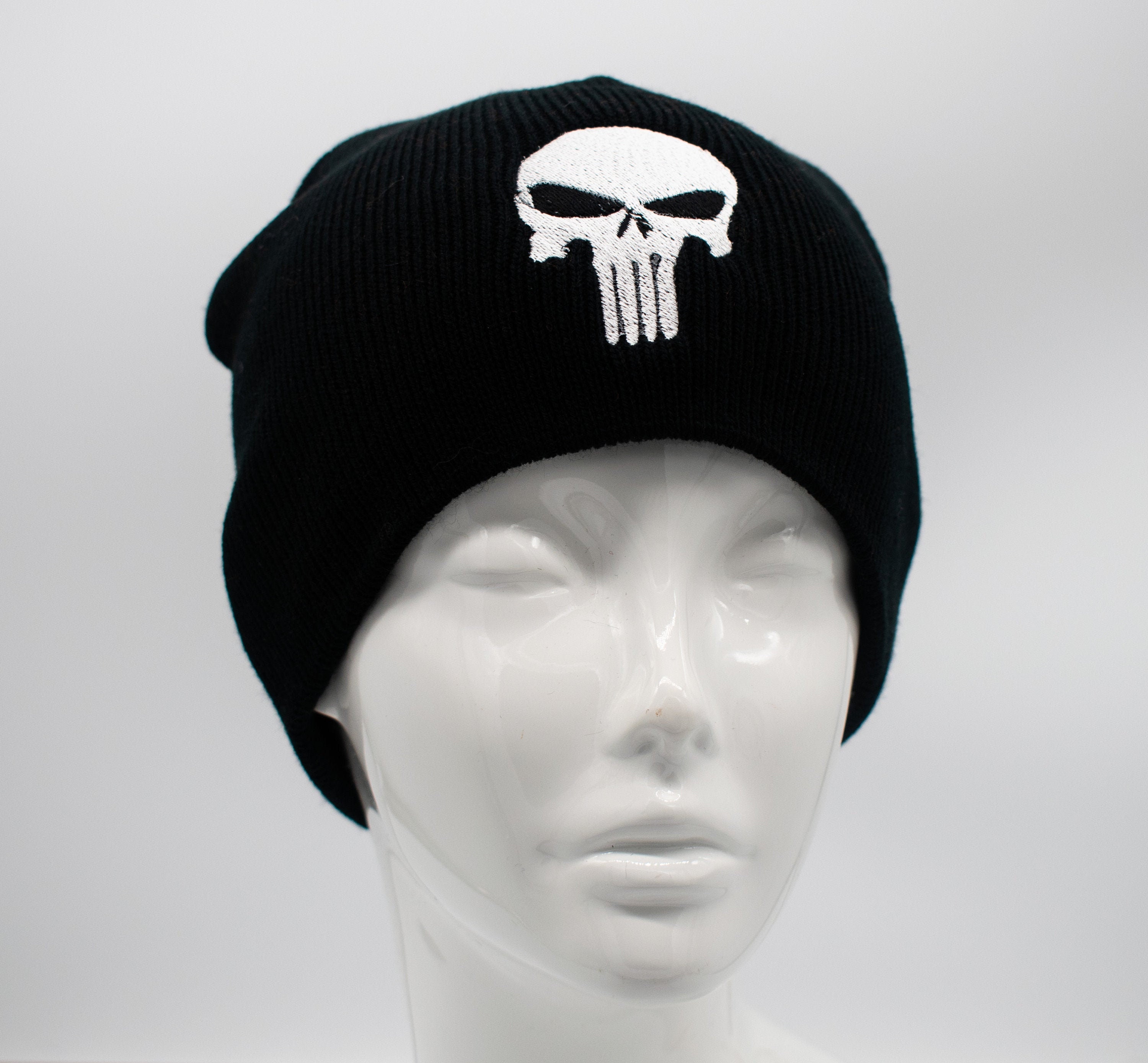 Embroidered Punisher Beanie Hat - Etsy 