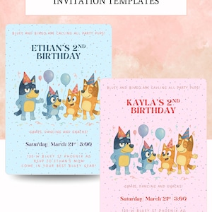 Blu3y dog Invitation Template – Pink & Blue | 5x7” Editable Digital Download
