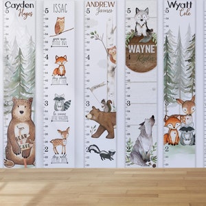 Personalized Kids Growth Chart, Woodland Animals Growth Chart, Forest Animals Growth Chart, Canvas Growth Chart, Custom Ruler Growth Chart