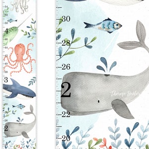 Canvas Growth Chart, Whale Growth Chart, Under the Sea Growth Chart, Personalized Growth Chart, Ocean Nursery, Nautical Nursery Decor