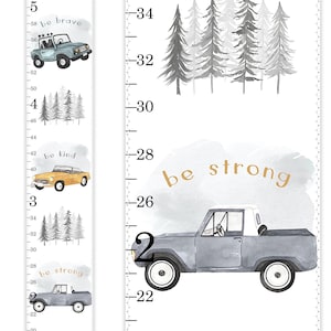 Truck Growth Chart, Vehicles Growth Chart, Boys Growth Chart, Canvas Growth Chart, Vehicles Nursery Decor, Height Chart Ruler, Vintage Decor