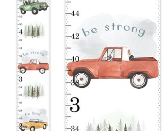 Boys Growth Chart, Canvas Growth Chart, Vehicles Growth Chart, Truck Growth Chart, Vehicles Nursery Decor, Height Chart Ruler, Vintage Decor