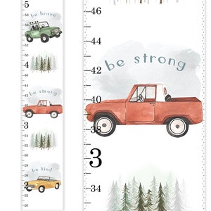Boys Growth Chart, Canvas Growth Chart, Vehicles Growth Chart, Truck Growth Chart, Vehicles Nursery Decor, Height Chart Ruler, Vintage Decor