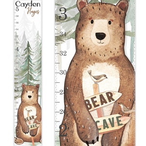 Woodland Growth Chart, Canvas Growth Chart, Bear Growth Chart, Gender Neutral Growth Chart, Woodland Decor, Height Chart, Nursery Decor