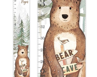 Woodland Growth Chart, Canvas Growth Chart, Bear Growth Chart, Gender Neutral Growth Chart, Woodland Decor, Height Chart, Nursery Decor