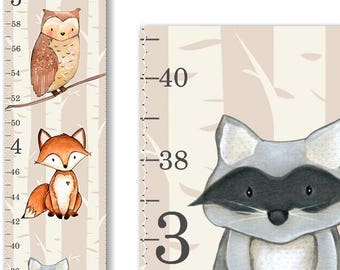 Woodland Growth Chart, Canvas Growth Chart, Gender Neutral Growth Chart, Woodland Decor, Height Chart, Boys Growth Chart, Girls Growth Chart