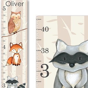 Woodland Growth Chart, Canvas Growth Chart, Gender Neutral Growth Chart, Woodland Decor, Height Chart, Boys Growth Chart, Girls Growth Chart