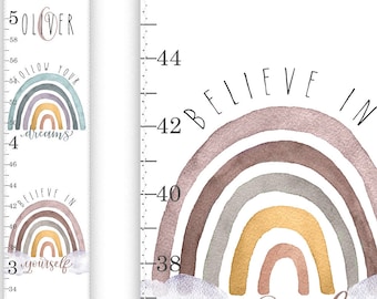 Rainbow Growth Chart, Rainbow Wall Art, Rainbow Decor, Gender Neutral Growth Chart, Scandinavian Rainbow Art, Height Chart, Nursery Decor