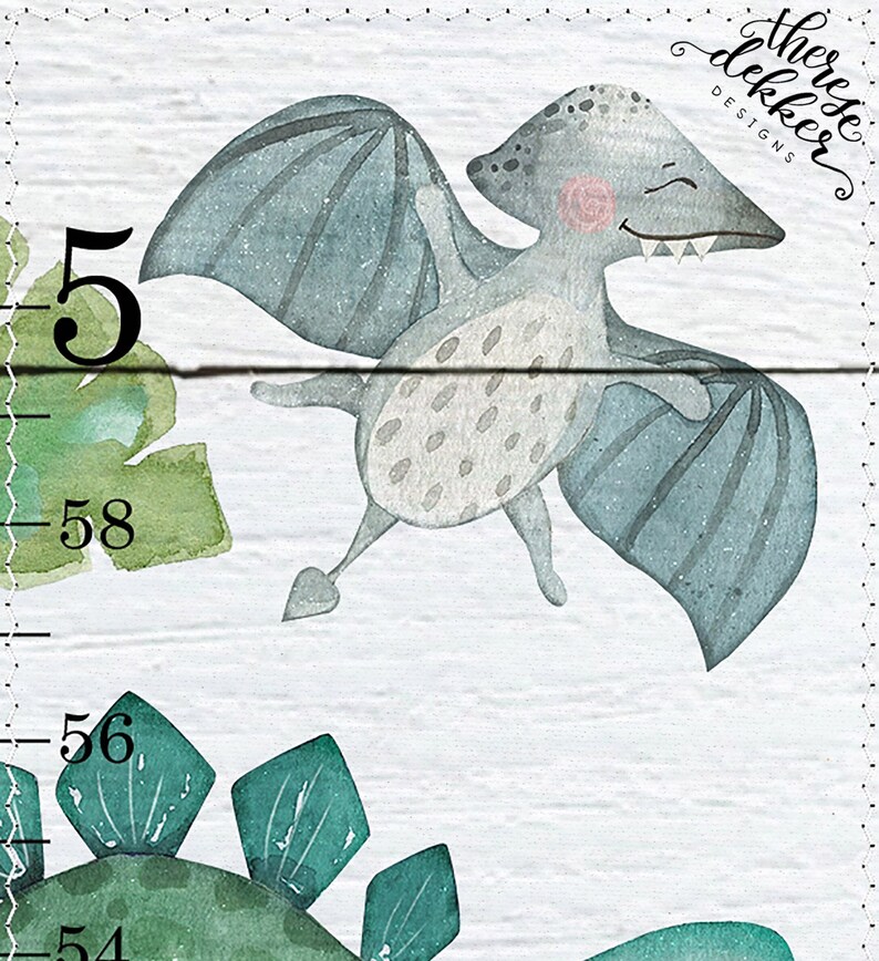 Dinosaur Growth Chart Personalized Growth Chart Canvas Etsy