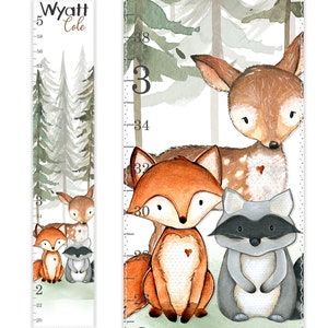 Woodland Animals Growth Chart, Canvas Growth Chart, Gender Neutral Growth Chart, Woodland Decor, Height Chart, Forest Animals Nursery Decor