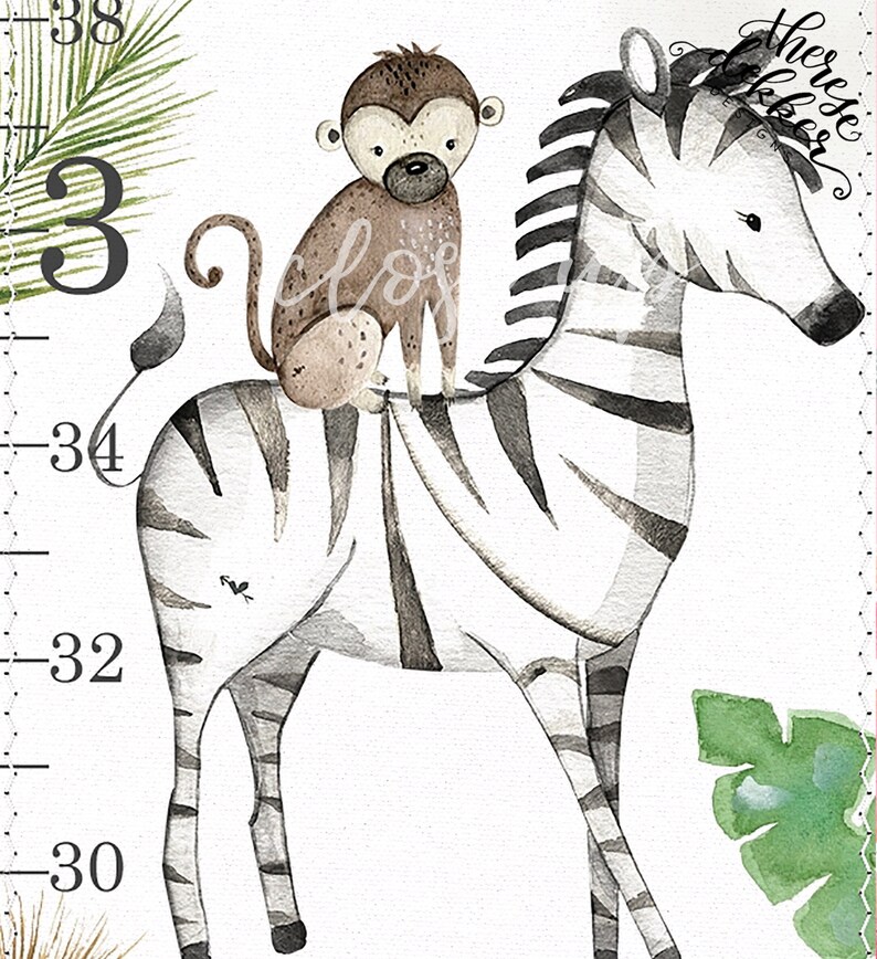 Safari Growth Chart Jungle Growth Chart Canvas Height Chart Etsy