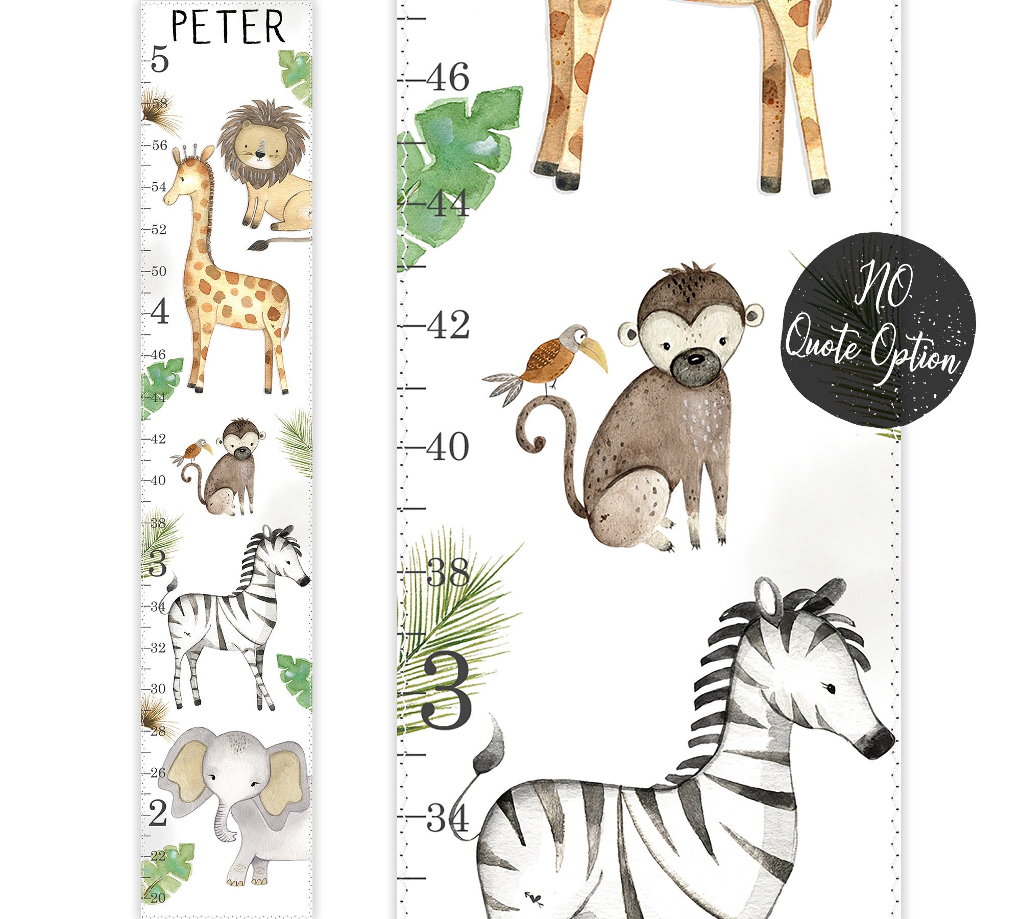 Safari Growth Chart Jungle Growth Chart Canvas Height Chart Etsy