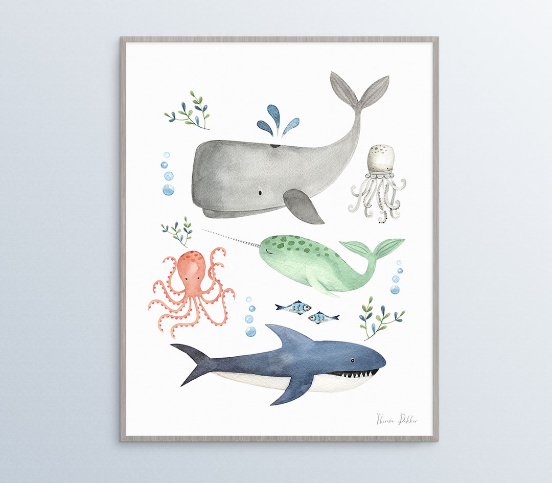 PRINTABLE Under the Sea Wall Art, Ocean Nursery Print, Sea Creatures ...