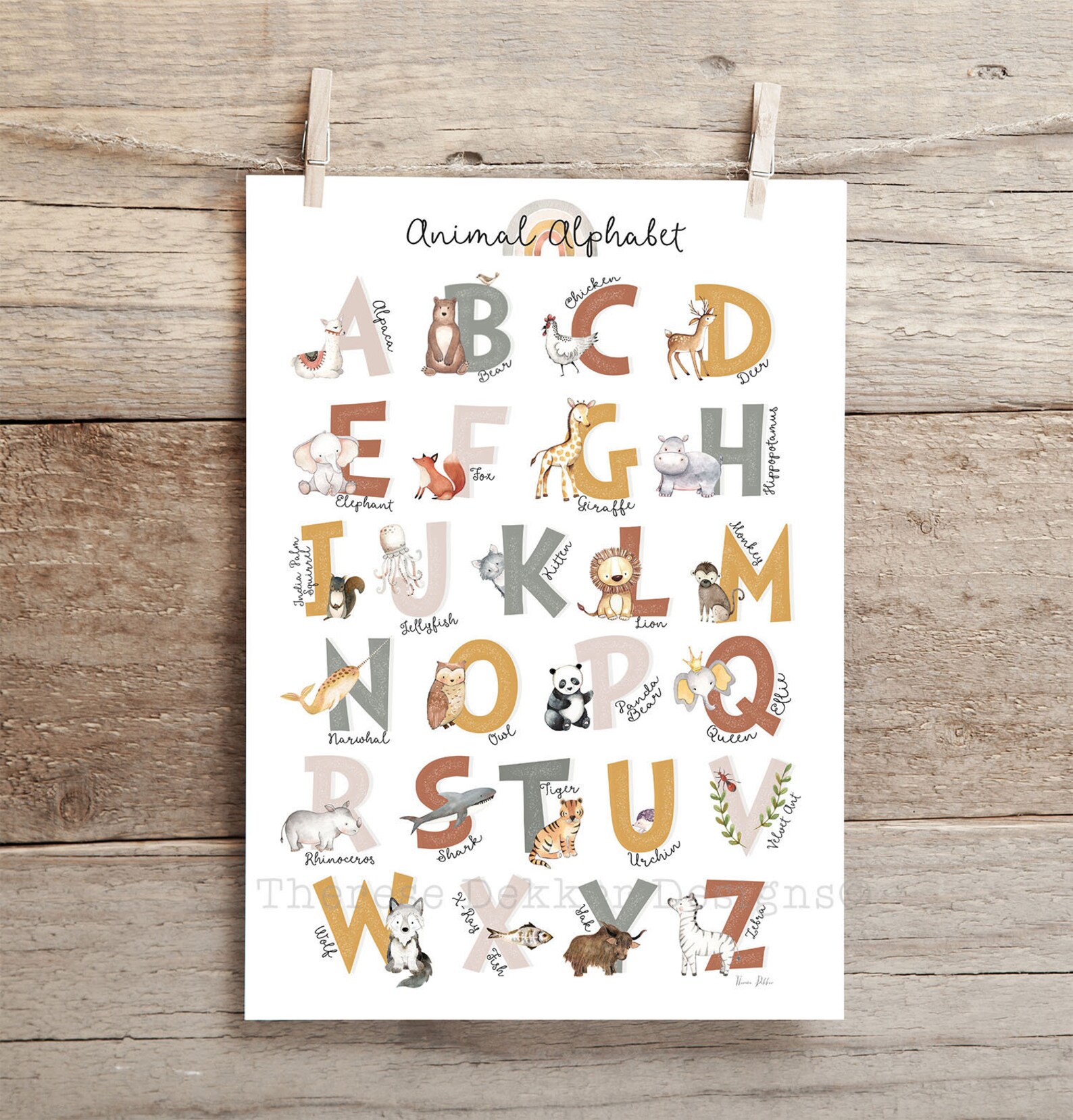 Alphabet Nursery Decor Alphabet Wall Art Print Alphabet - Etsy