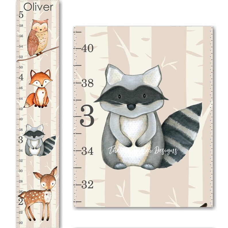 Woodland Growth Chart Canvas Growth Chart Gender Neutral Etsy