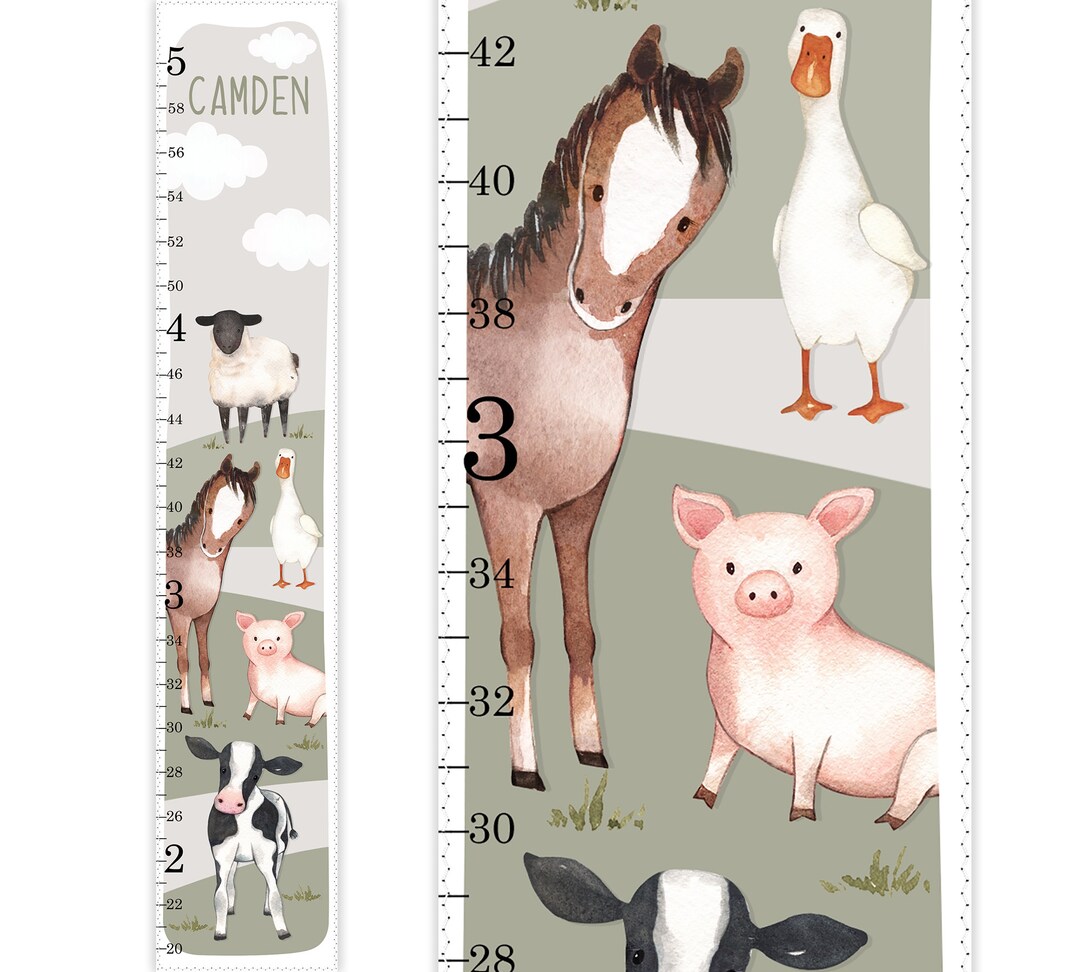 Horse Growth Chart, Farm Animals Growth Chart, Height Chart Ruler, Farm
