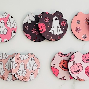 Halloween Set of 2 Car Cup Coasters | Cup Holder Coaster | Car Accessories | Spooky Aesthetic | Spooky | Gift for Her | Girlfriend gift