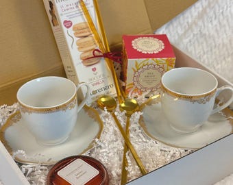 Teacup Gift Set, Holiday Couples Gift Set, Housewarming Realtor Tea Lovers Gift Box