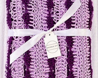 Handgemachte afghanische Häkeldecke in Lavendel, lila Pflaume, kostenloser Versand, Bettwäsche für Schlafsäle, großer Überwurf, gehäkelte afghanische Decke, Häkeldecke
