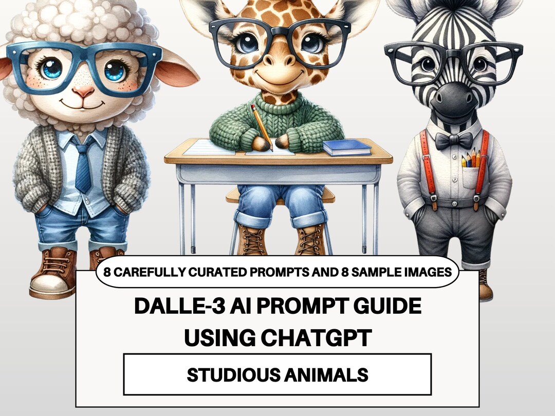 Studious Animals, Dall-e3 & Chatgpt V4 AI Art Prompt Guide and Sample ...
