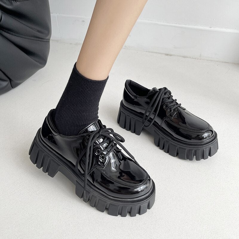 Black Chunky Oxfords - Etsy