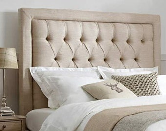 Luxury Special Chesterfield Bed Headboard in Turin/ Linen Fabric in 26" Height