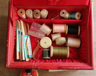 1928 English Sewing Box by Cross with contents