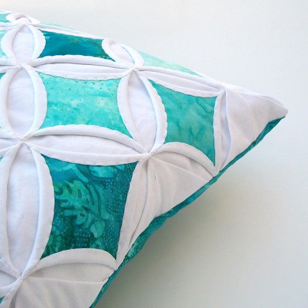 Tranquil Seas Batik Cathedral Window - 18 Inch Pillow Cover