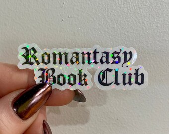 Sticker holographique club de lecture romantique