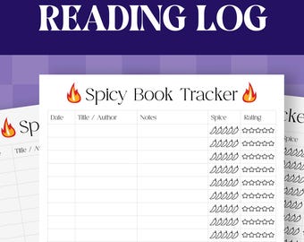 Spicy Book Tracker | Printable Reading Log for Romance Lovers | Digital Reading Journal PDF | BookTok Tropes & Spice Level Tracker