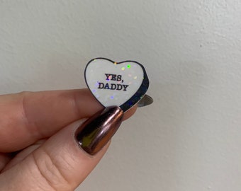 ja, Daddy Candy Herz mini holografischer Sticker