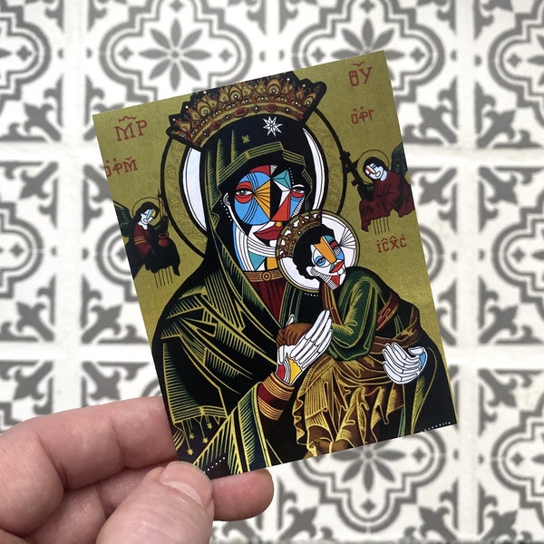 Exclusive Madonna and Child Revisited Original Art Sticker by KEEMO | 3"x4" | Modern Art Painting | Free Bonus Keemo Sticker Included