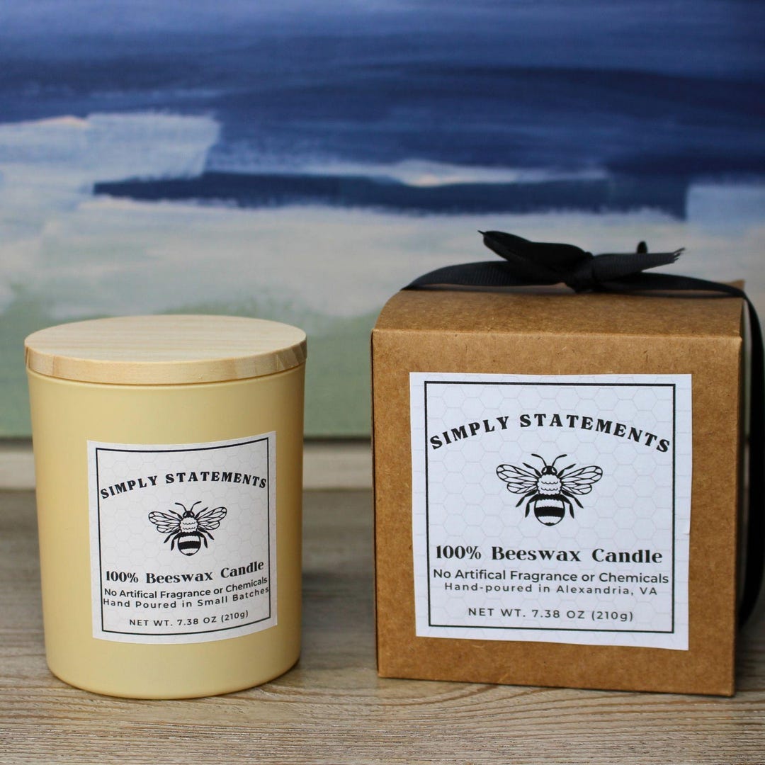 100% Beeswax Candle | Hand Poured Natural Honey Scent, Clean Burning ...