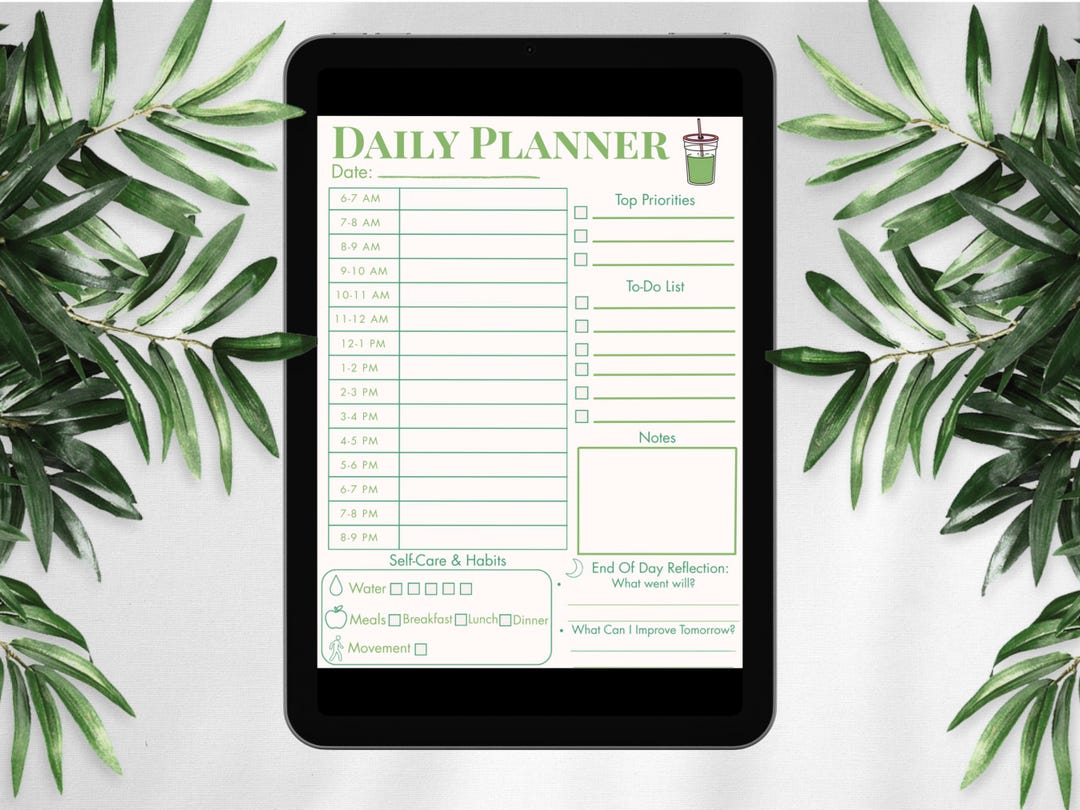 Green Matcha Daily Planner Printable: Minimalist Digital To-do List ...