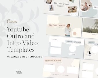 YouTube Intro Outro Video Canva Templates |  16 Channel Animations