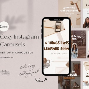 Instagram Cozy Collage Carousel Mallar för småföretag för Canva | Inlägg på sociala medier