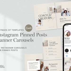Instagram Pinned Post Banner Carousels Template for Coaches, Course Creators and Service Providers | Seamless Promotional IG Carousels
