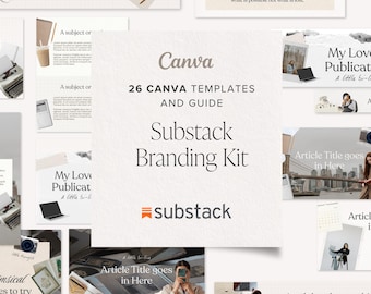 Substack Branding Kit Canva Templates - Scrapbook Style Newsletter Graphics Bundle and Branding Guide