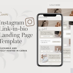 Instagram Link In Bio Template Canva Website  | Editable Website Mobile anding Page Template for Canva |  Instagram Landing Page