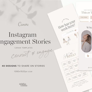 Instagram Stories Engagement Boost Canva Templates 40 Graphics | Social media booster interactive stickers | Aesthetic brand community
