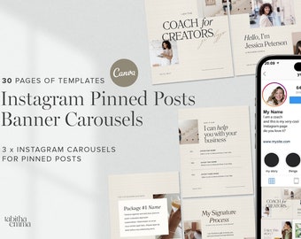 Instagram Pinned Post Banner Carousels Template for Coaches, Course Creators and Service Providers | Seamless Promotional IG Carousels