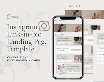 Instagram Link In Bio Template Canva Website | Bearbeitbare Website Mobile anding Page Template für Canva | Instagram Landing Page