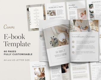 Editable Canva Ebook Template | Kit for Creating Guidebook Lead Magnets | Ebook template for coaches and small business | 60 Pages